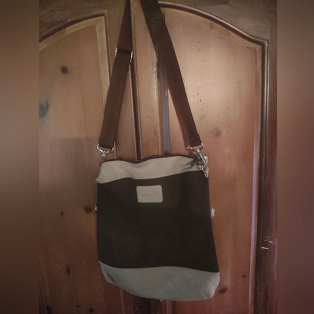 Authentic CHANEL Sport Brown and Cream Messenger Bag